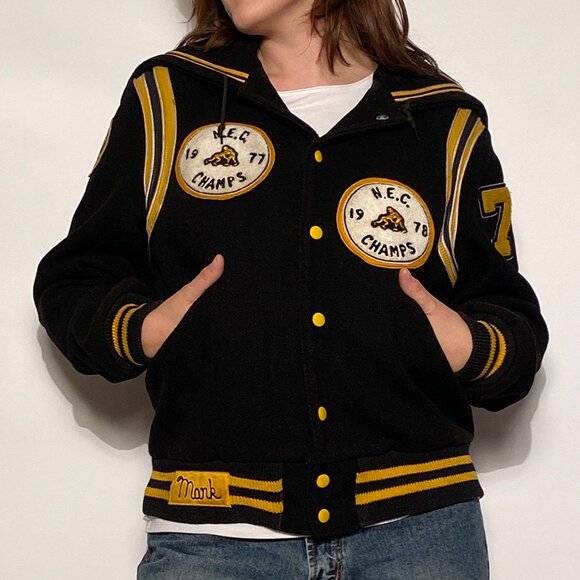 Vintage 1979 High School Varsity Jacket with NAUTICAL Sailor Hood Flap! Medium - Picture 7 of 16